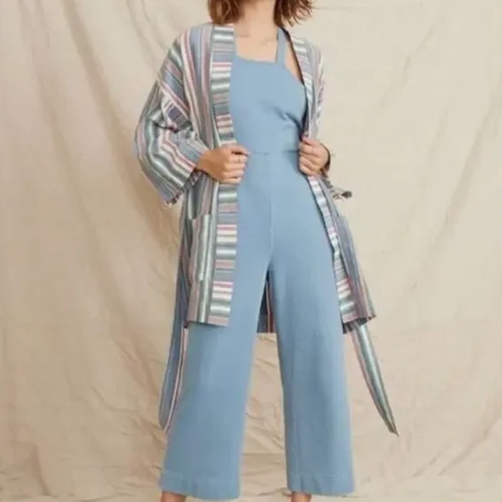 NWT MARINE LAYER Wide Leg Cropped Jumpsuit Size 10 - Picture 4 of 15